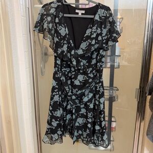 Chelsea28 Black and Blue Floral Mini Dress